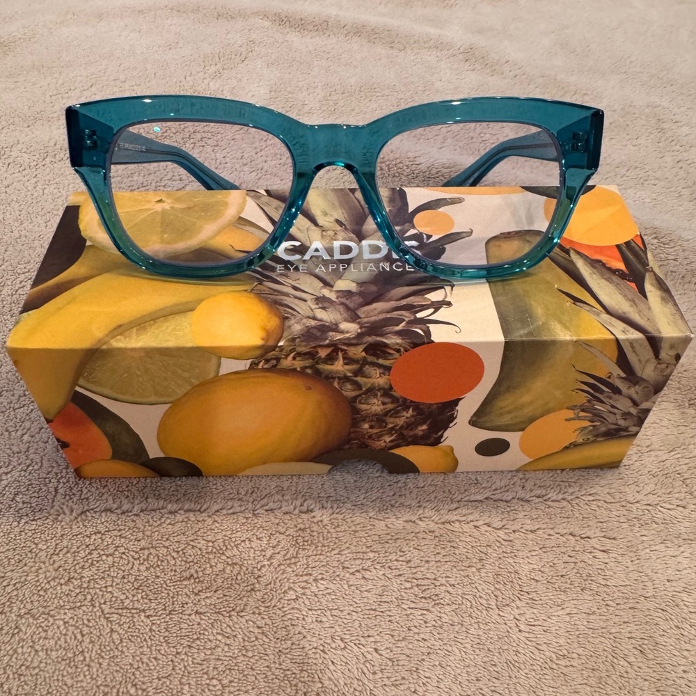 New CADDIS Miklos Blue Reader Glasses 1.50 Bold Retro Artsy Teal Funky Chic Case